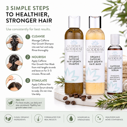 Organic Caffeine Hair Growth System – 3-Step Treatment Set