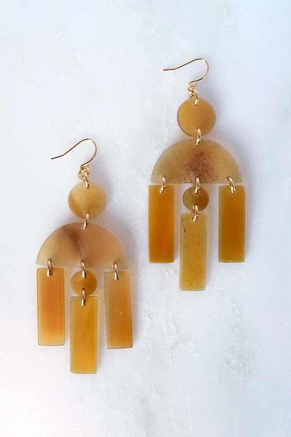 Hoang Hau Buffalo Horn Chandelier Statement Earrings
