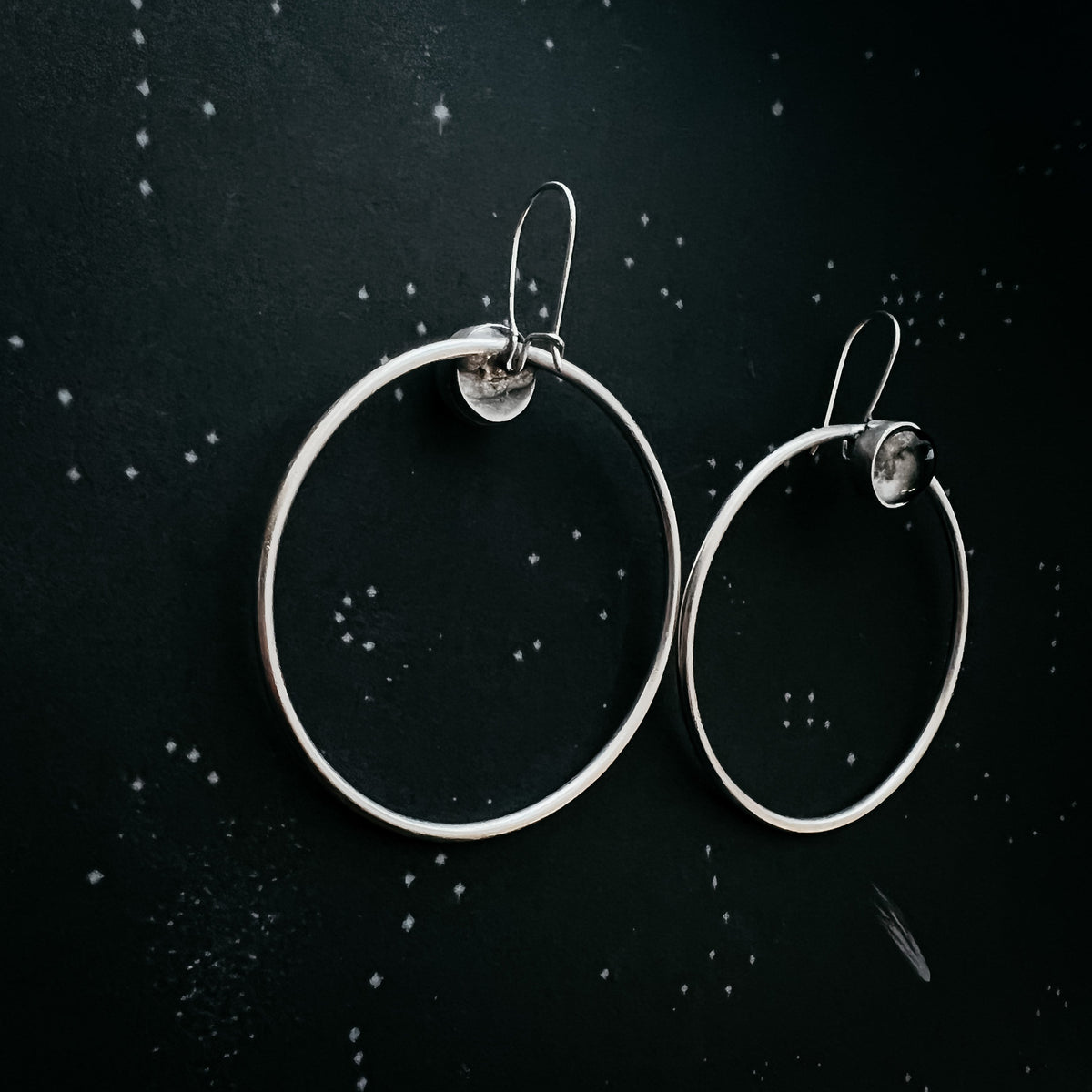 CLEARANCE Large Hoop Earrings with Meteorite
