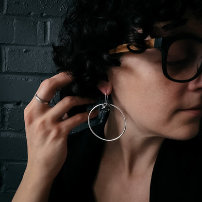 CLEARANCE Large Hoop Earrings with Meteorite