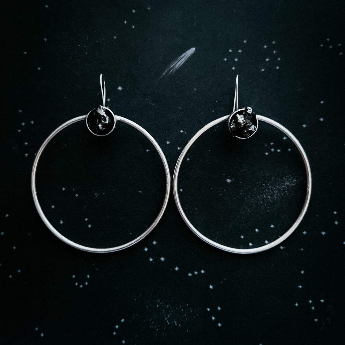 CLEARANCE Large Hoop Earrings with Meteorite