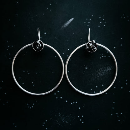 CLEARANCE Large Hoop Earrings with Meteorite