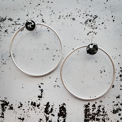 CLEARANCE Large Hoop Earrings with Meteorite