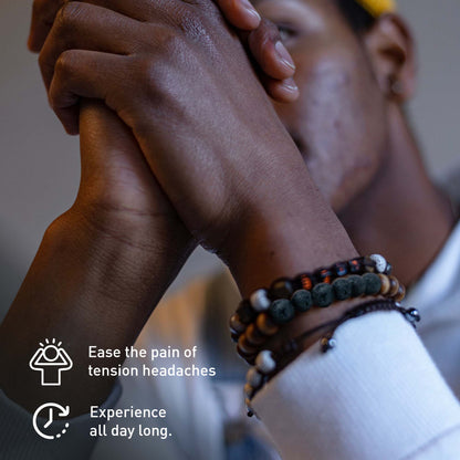 Pursonic Aromatherapy Bliss Bundle: Lava Stone Bracelet + Pure Essential Oils.