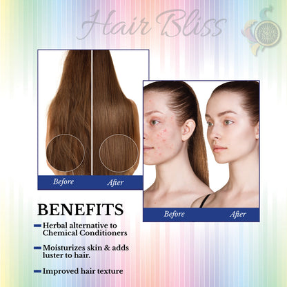 Hair Bliss- Natural Amla Gooseberry Herbal Hair & Skin Conditioning Powder- 12 Individual Sachets (10 gm each)- Reusable Brush & Tray Included