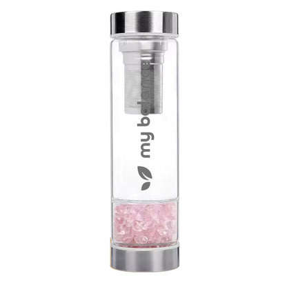 My Balance's High-Quality Borosilicate Glass Bottle with Pink Quartz